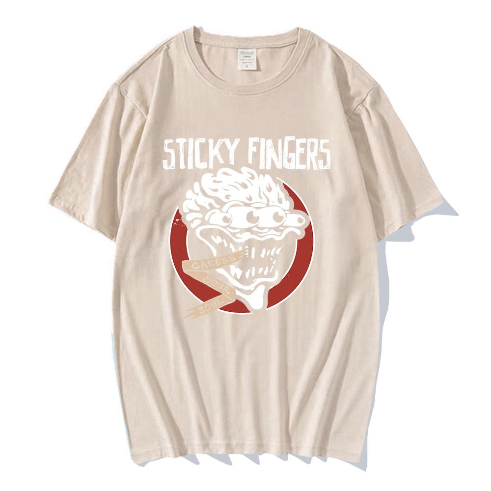 CARESS YOUR SOUL RINGER TEE Рок-группа Sticky Fingers STI FI Футболки с коротким рукавом Хлопковая мужская футболка Футболка с графическим принтом Мужская