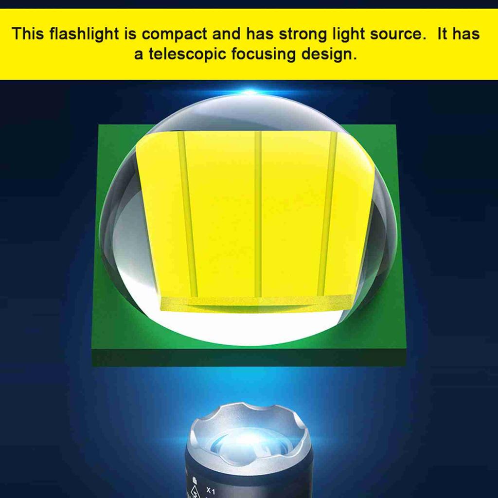 Dual Light Source Flashlight Portable High Brightness Light Outdoor Telescopic Focusing Adjustable Flashlight USB
