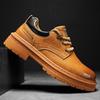 Fashion Men Casual Leather Shoes Luxury Brand Thick Bottom Lace Up Business Shoes British Style Outsole Casual Work Outdoor Boots