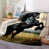 1pc Black Stallion Horse Blanket Lightweight Flannel Blanket Throw Blanket For Sofa, Bed, Travel, Camping, Livingroom, Office, Couch, Chair, And Bed y