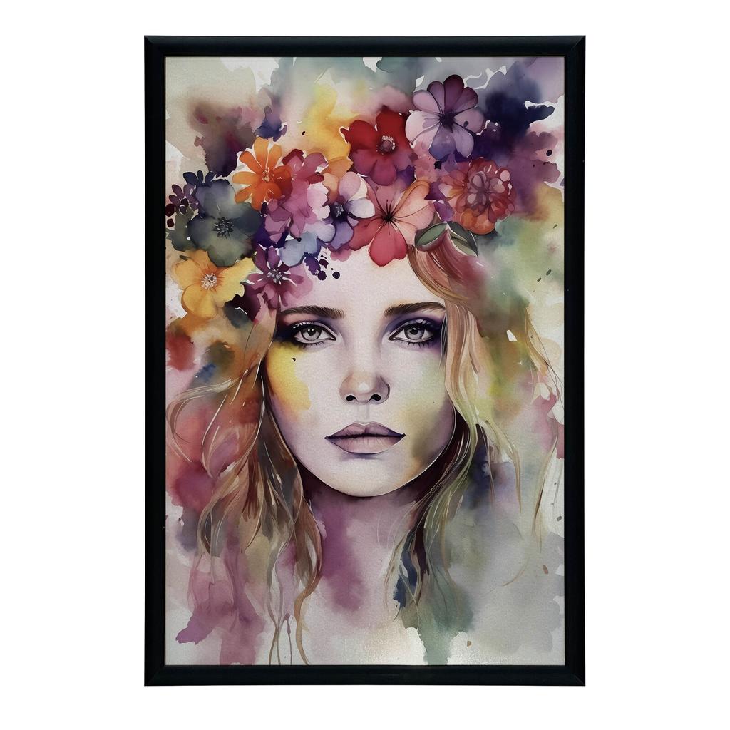 Twarz Kobiety Z Wiankiem Twarz Kobiety Z Wiankiem, 70X100 Cm, Bez Ramy, Płótno Premium Na Blejtramie