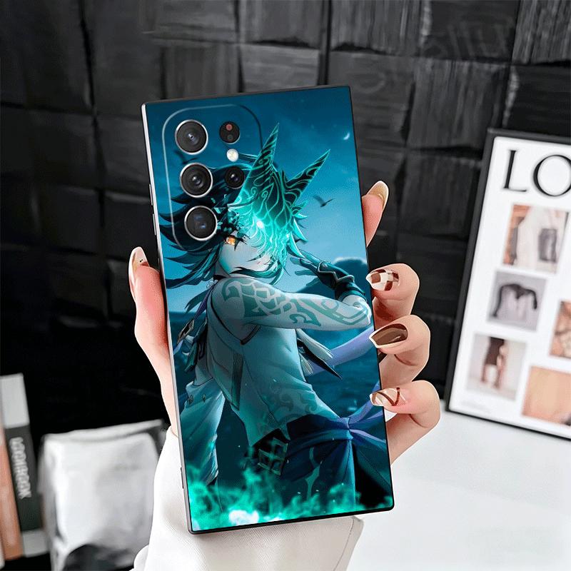 Genshin Impact Сяо Мягкий чехол для телефона для Samsung Galaxy S26 S25 Edge S24 Ultra S23 Plus S22 S21 FE S20 Черная задняя крышка