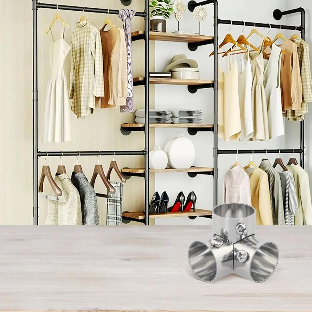 Stainless Steel Pipe Connector Clothes Rail Clothes Flange Seat Hanging Clothes Pole Fixed Socket Wardrobe Clothes Rail Bracket