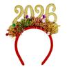 Сверкающая повязка на голову 2026 года для взрослых и детей, регулируемый пластиковый обруч для волос, фестивальный аксессуар для головы для праздничного мероприятия