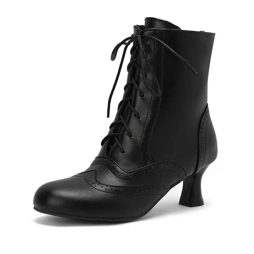 2024 Лидер продаж, новые модные броги с резными коричневыми, зелеными, белыми шнуровками, на высоком каблуке, ботильоны, женские ботинки, женская обувь, большой размер 43