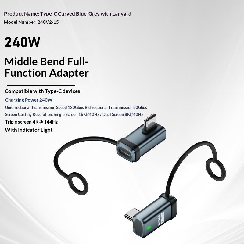USB4 240 Вт PD 5 А Прямой угол USB C на Type C Конвертер Быстрая зарядка Синхронизация данных Адаптер для автомобиля Кемпинга Поездки Зарядка