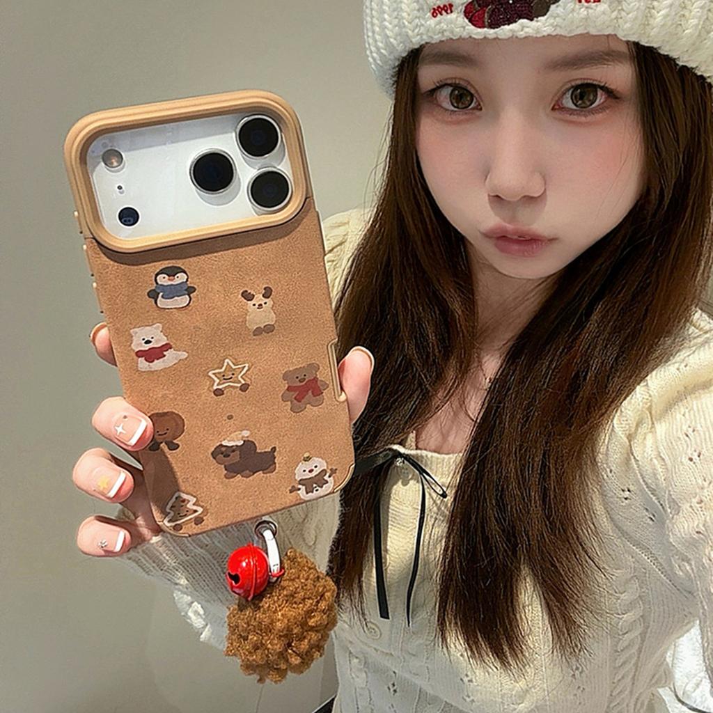 Autumn and Winter Small Animals for Apple 17 Mobile Phone Case 15/14 Leather for Redmi K80 Protective Cover Brown 16 High-end
