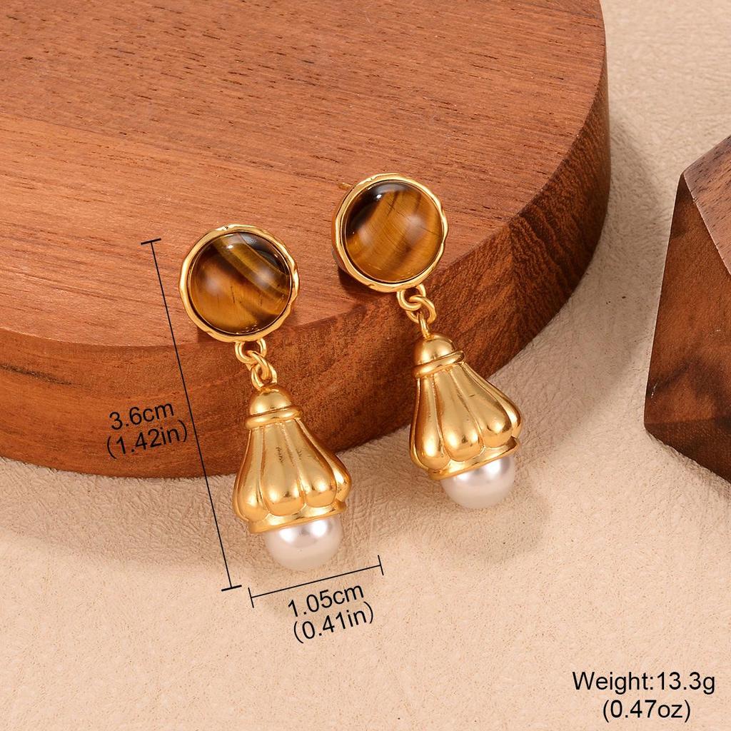 Maillard Осень/Зима Высококлассные Геометрические Серьги с Кисточками из Тигрового Глаза