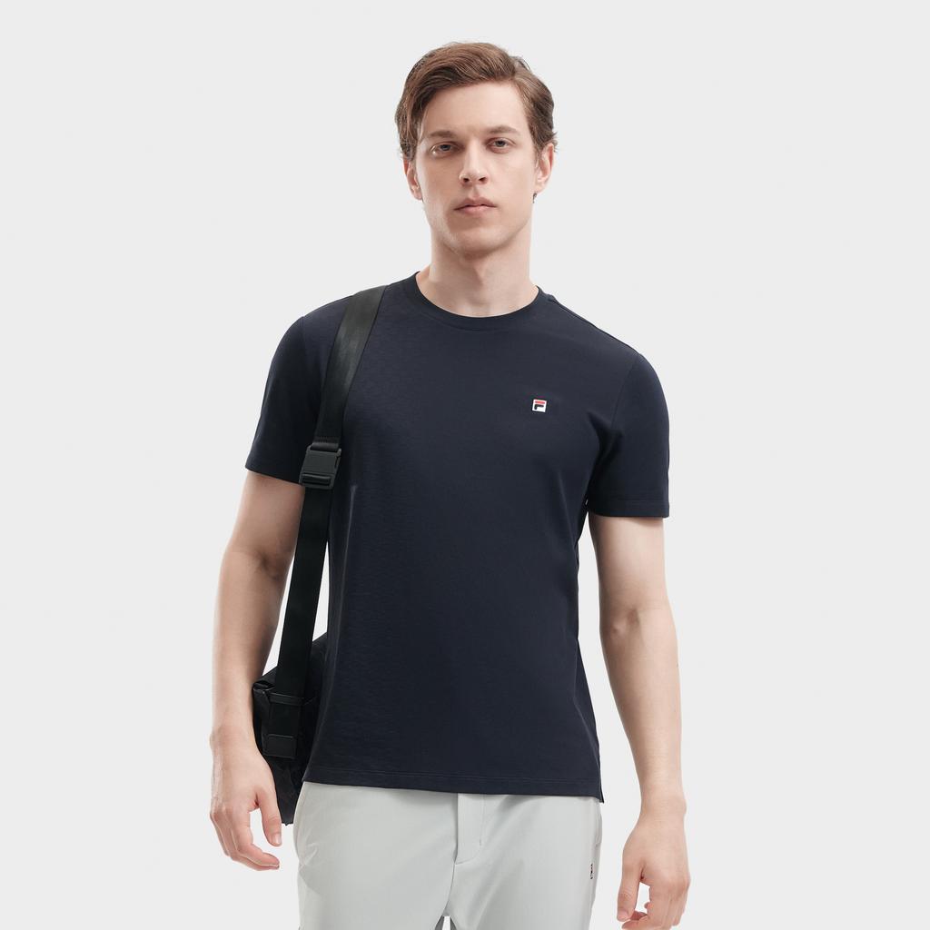 Fila Однотонная футболка с круглым вырезом, тонким коротким рукавом, мужские топы, легендарно-синий F11M421119FNV