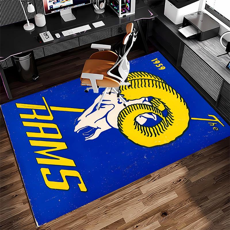 Los Angeles Rams logo Print Area Rug - Soft, Washable Non-Slip Indoor Mat for Office Chairs, Living Room, Home Office Decorative Rug