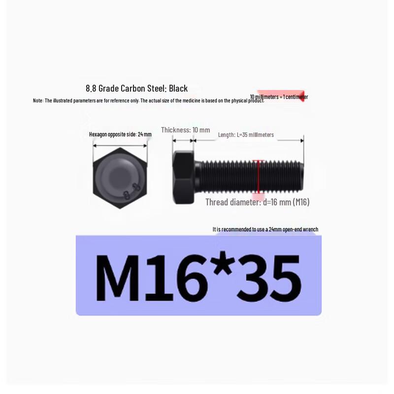 Высокопрочные черненые шестигранные болты MinDu класса 8.8