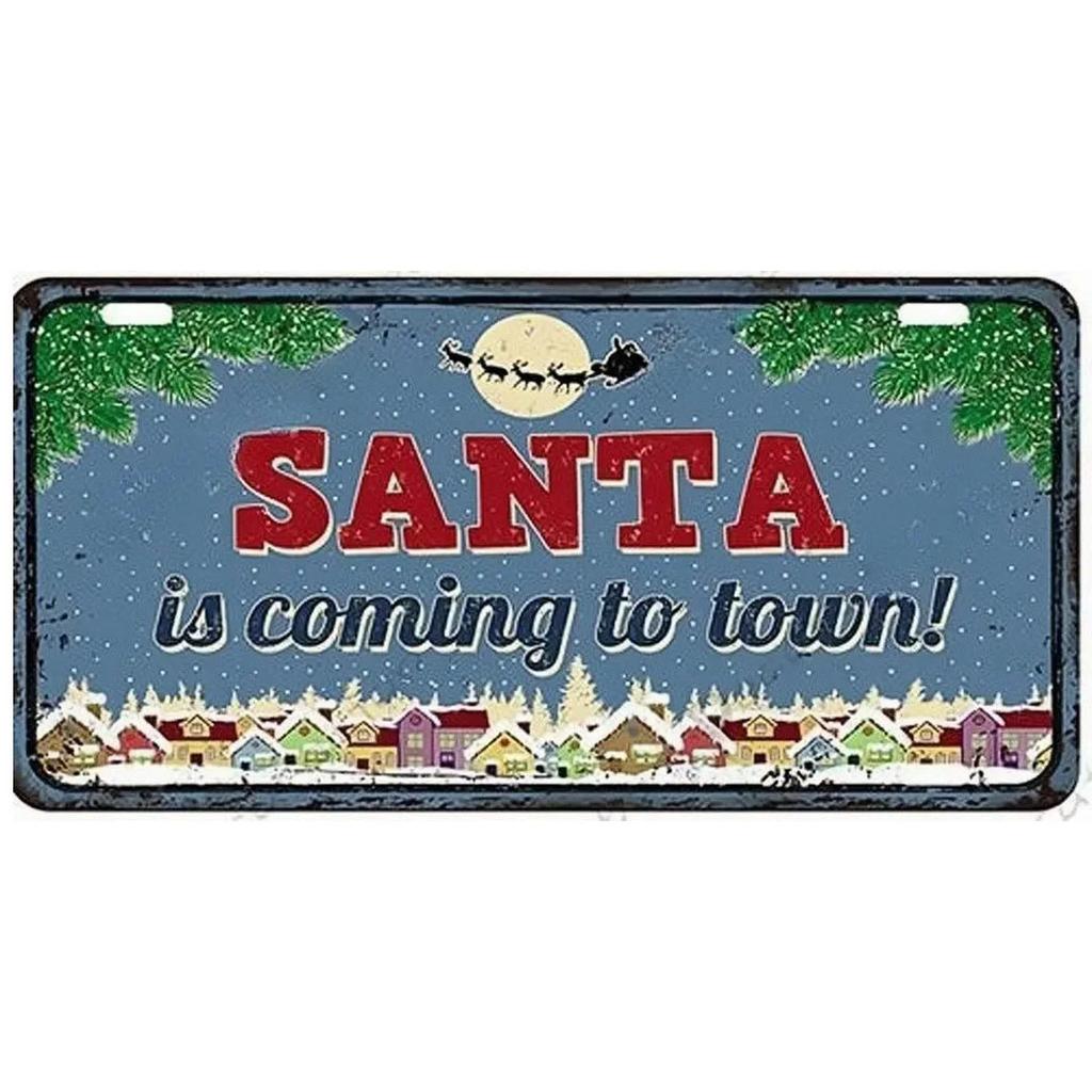 Christmas License Plate Metal Tin Signs for Wall Art Decoration Vintage Tags Metal Automotive Signs For Cafe Bar Club Garage Pub