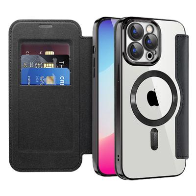 Подходит для кожаного чехла-книжки для iPhone 16 Pro, гальванизированного магнитного чехла для телефона Apple 15 14