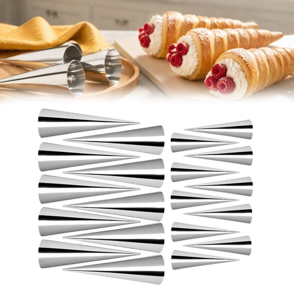 20pcs Non-Stick Croissant Baking Forms Stainless Steel Cannoli Tubes Party Dessert