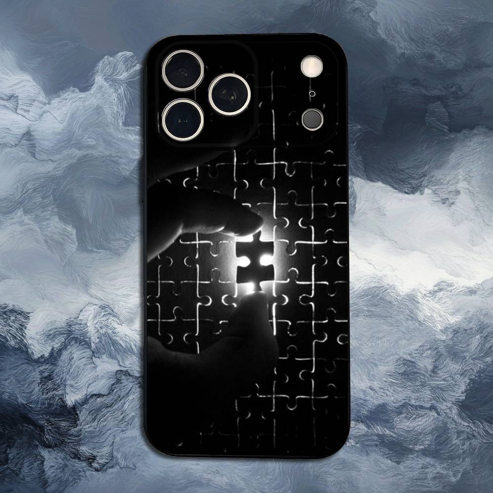Арт Интересная Головоломка Чехол Для Телефона Для iPhone 17,16,15,14,13,12,11,Plus,Pro Max,XS,X,XR,SE,Mini,8,7,Мягкий Силикон Черный