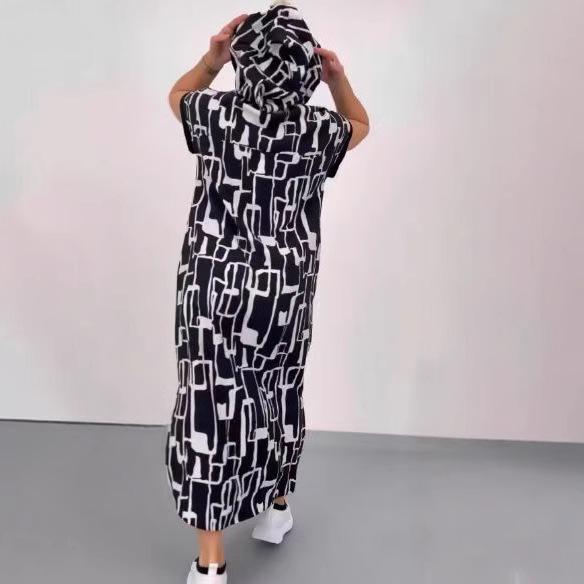 2024 Европейское и американское длинное платье с V-образным вырезом и завышенной талией - Стройнящий, модный летний стиль