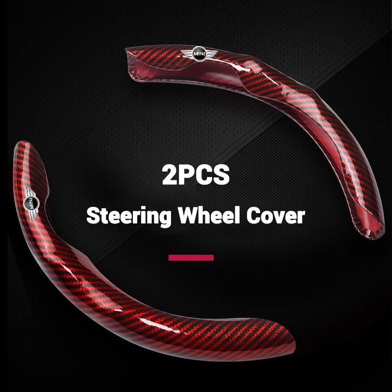 New Upgrate 2pcs Carbon Fibre Car Steering Wheel Cover For BMW Mini Cooper R50 R53 R55 R56 R60 R61 F54 F55 F56 F60 Accessories