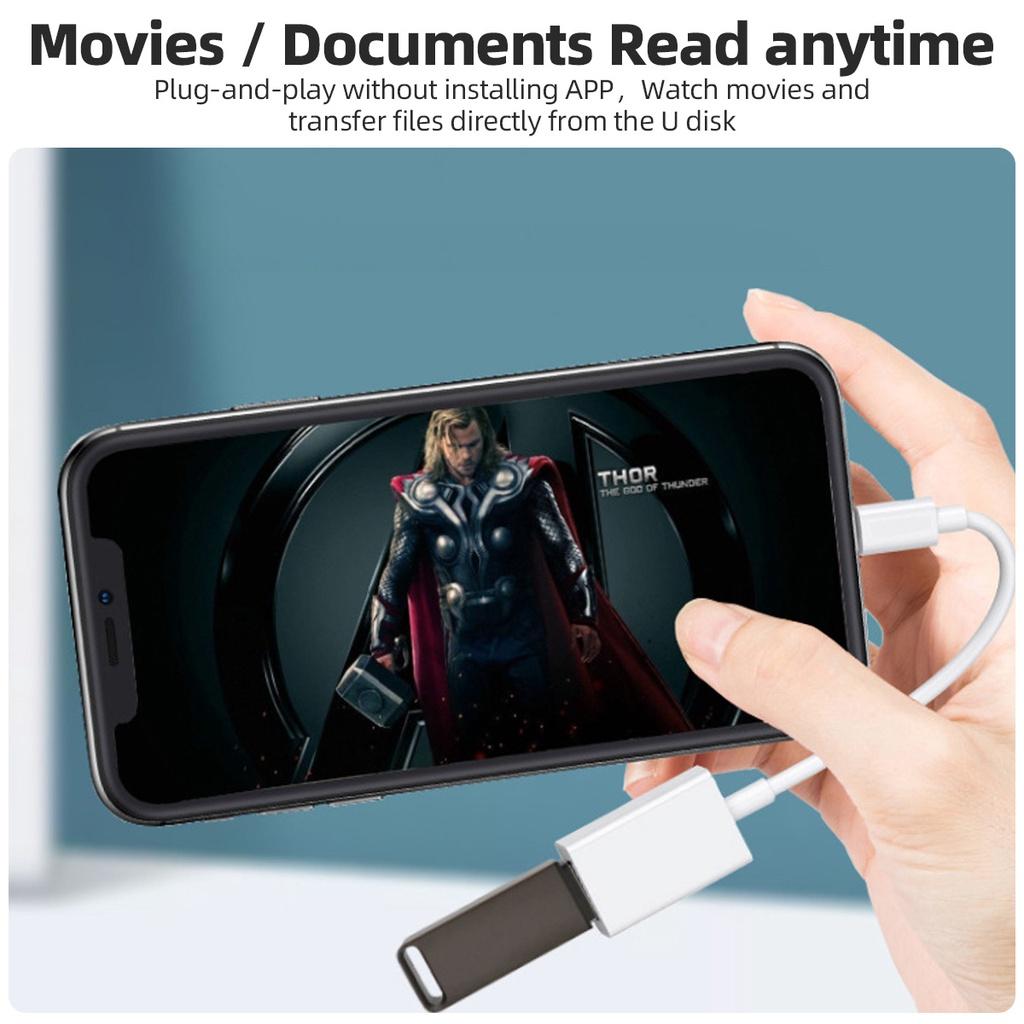 FONKEN Адаптер OTG для кабеля Lightning to USB 3.0 для передачи данных, устройства чтения карт памяти для iPhone, iPad, преобразователя разъемов