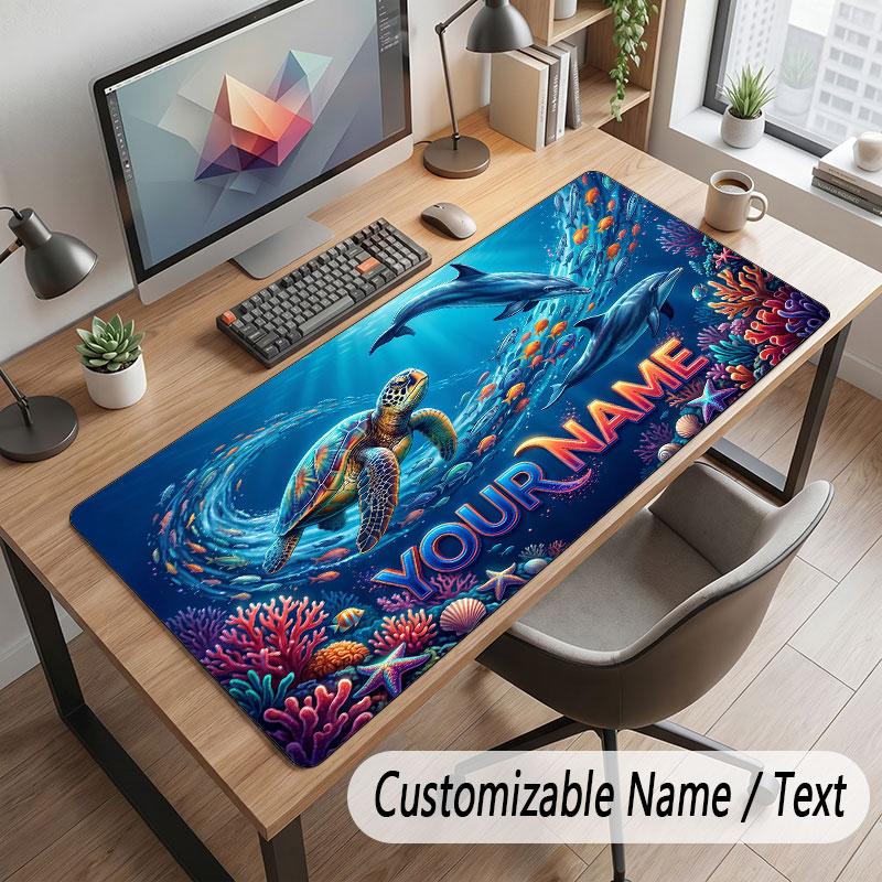 Octopus Sea Life Theme Customized Mouse Pad Personalized Print Name Text Desk Mat For Home Office Table Decor