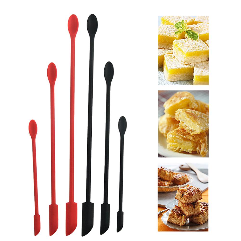 3Pcs Mini Silicone Spatula Set Double Ended Jam Spoon & Scraper for Baking Red