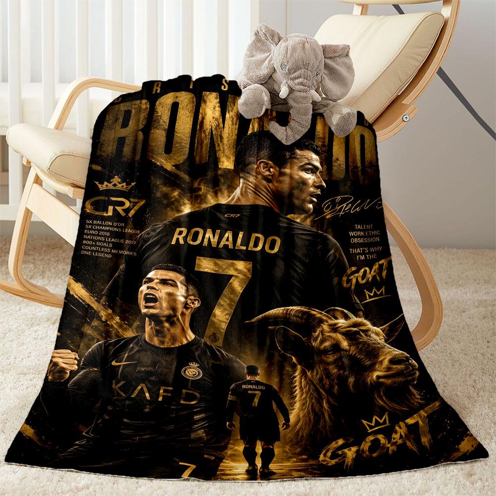 Ronaldo's Legacy: Goat Blanket Soft Warm Cozy Great for Sofa Bed Bedding All-Season Use Playful Design Suitable for Gifting Relatives and Friends