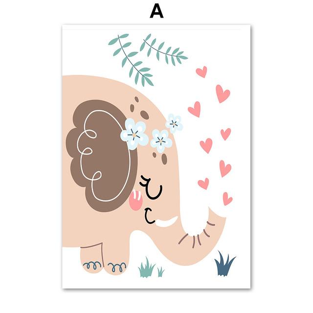 Милый слон Жираф Лев птица Зебра настенная живопись на холсте плакаты на скандинавскую тему и принты мультяшные настенные панно Декор детской комнаты