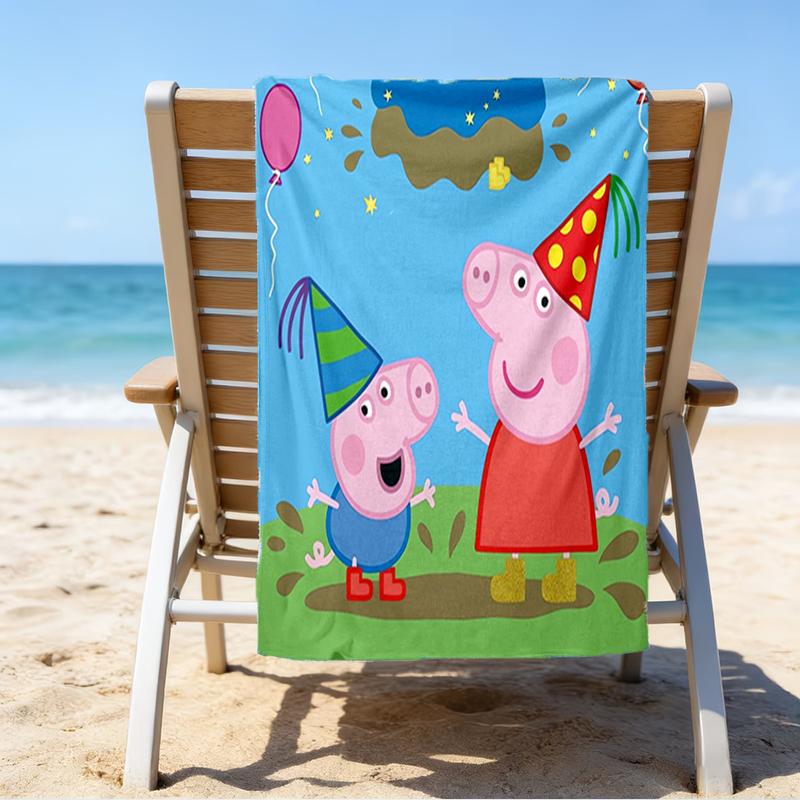 Ultra-Soft Beach Towel with Peppa Pig Theme,Ideal for Pool - Camping, Diving - Perfect Travel Essential, Vibrant Beach Towel.