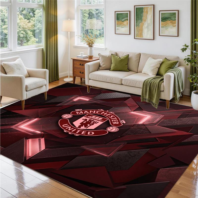 Manchester United Design Crystal Velvet Rug Soft Decorative Mat for Bedroom Entrance