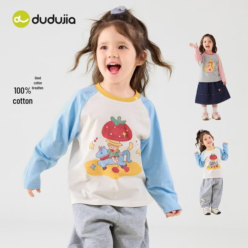 Детская хлопковая футболка с длинным рукавом для девочек Dudu Kids