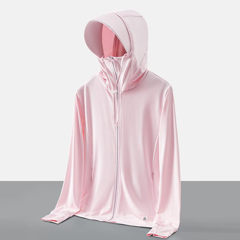 Мужская и женская спортивная ветровка с защитой от ультрафиолета и шапкой - ультратонкий ледяной шелк, эластичный, большой размер