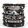 Eif Dock Vinatge Gothic Punk Skull Star Metal Multilayer Leather Bracelet Men Bracelets & Bangles Male Arm Jewelry