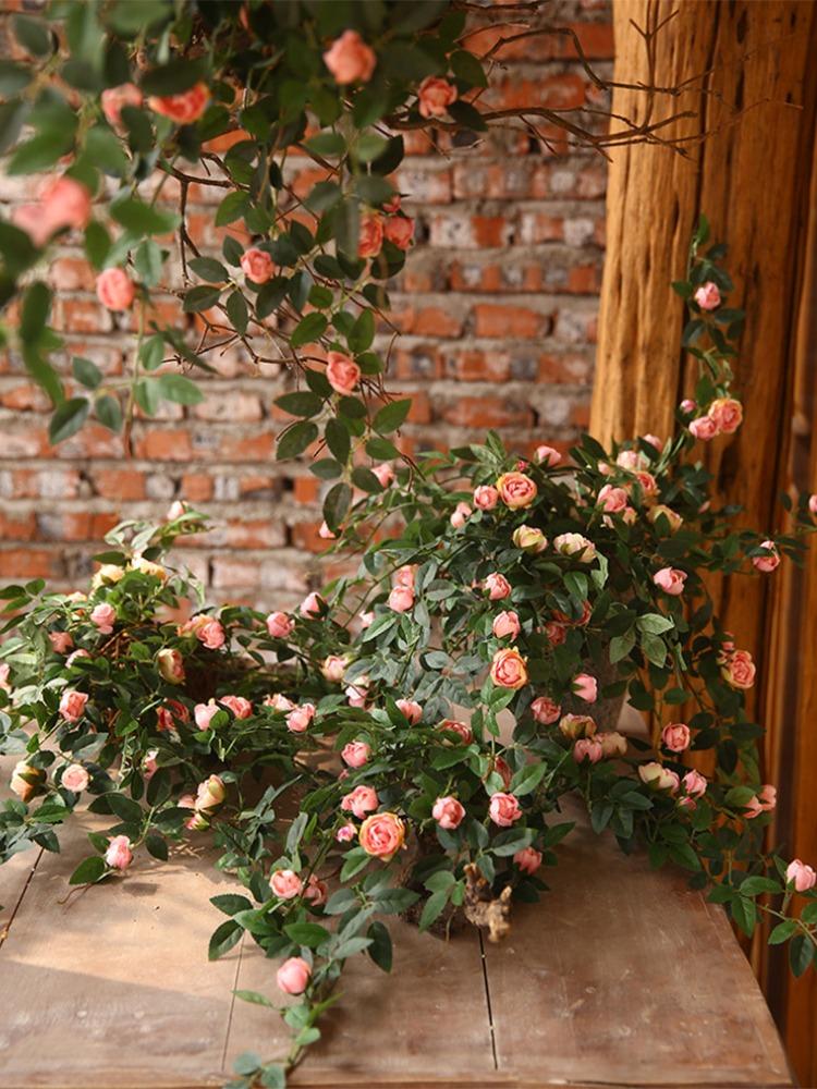 2 шт. искусственные подвесные цветы розы шелковая цветочная гирлянда плющ зелень искусственная цветочная лоза с ветками для стены дома комнаты сада свадебного украшения арки