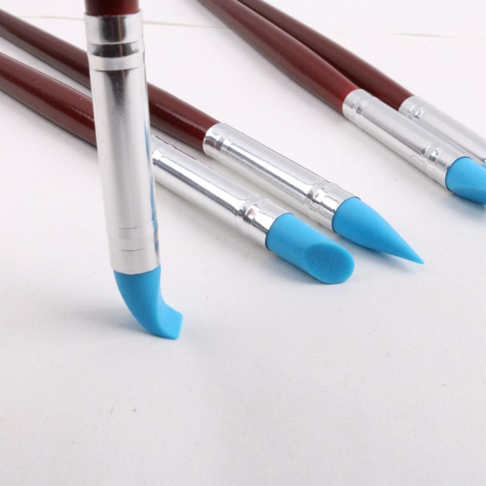 5Pcs Rubber Pen Tip Clay Carving Pen Wooden Handle Clay Sculpture Tools  Clay Sculpture