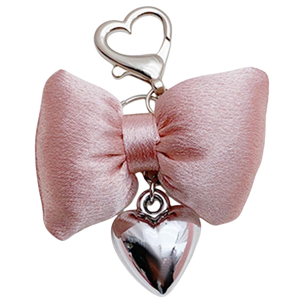 Elegant Bowknot Charm Keychain Elegant Heart and Bowknot Keyring with Accent Handbag Decoration for Women Girls
