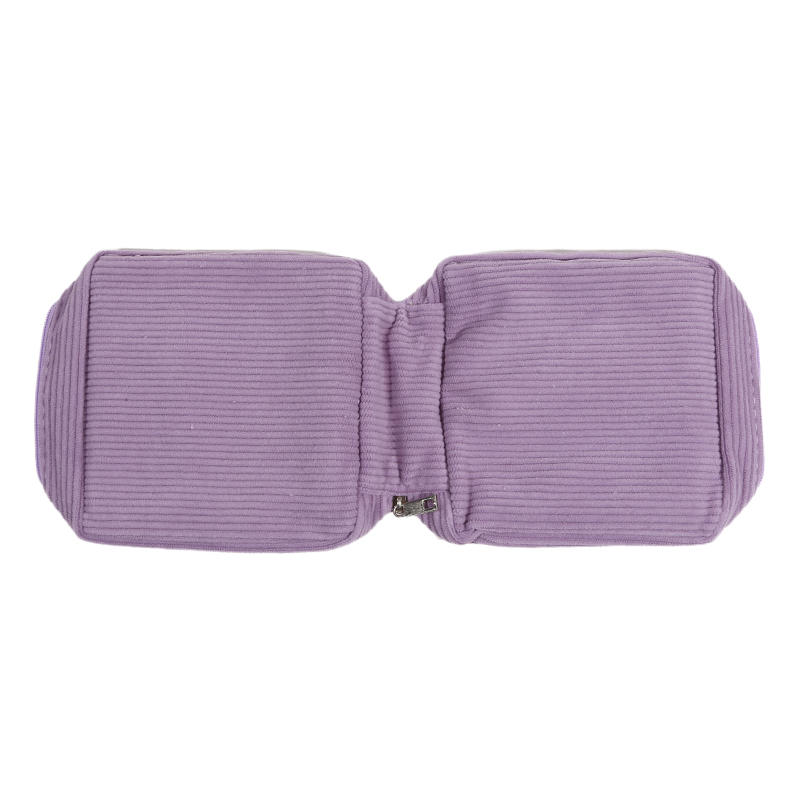Women Portable Mini Corduroy Sanitary Napkins Storage Bag Travel Solid Color Cosmetic Toiletry Pouch with Zipper