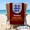 1PC Custom Name Beach Towel England Football Crest Beach Towel, Suitable for Camping, Travel, Beach Accessories, Super Absorbent, Family Gift