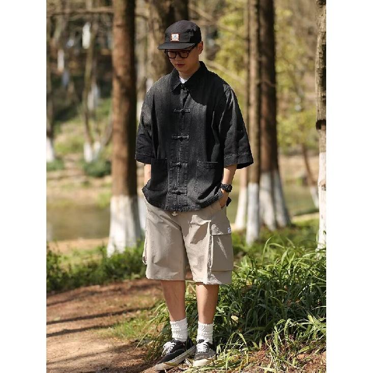 Summer New Chinese Style Vintage Denim Jacket For Men And Women, Loose Retro Button Washed Denim Top