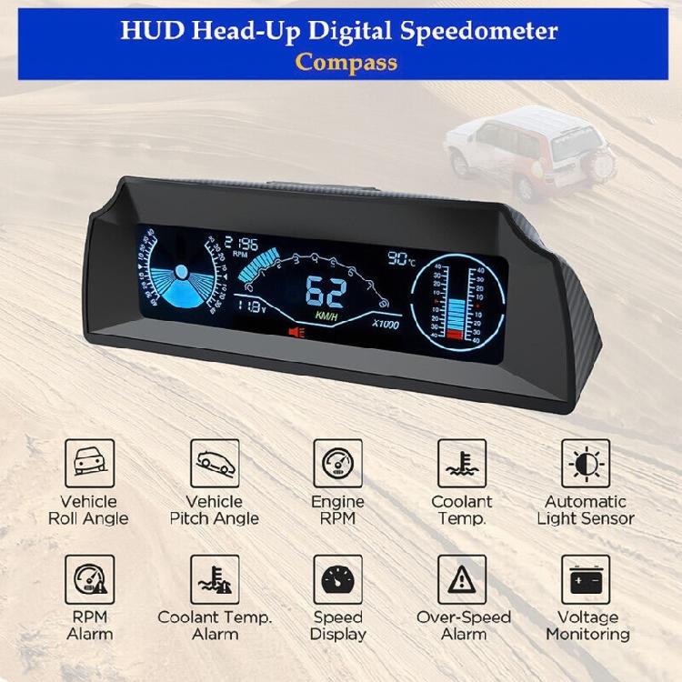 Универсальный цифровой OBD-мультиметр для автомобиля, спидометр, дисплей на лобовое стекло, индикатор наклона