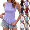 Женская мода, однотонная футболка без рукавов с круглым вырезом, облегающая нижняя майка, футболка, топ