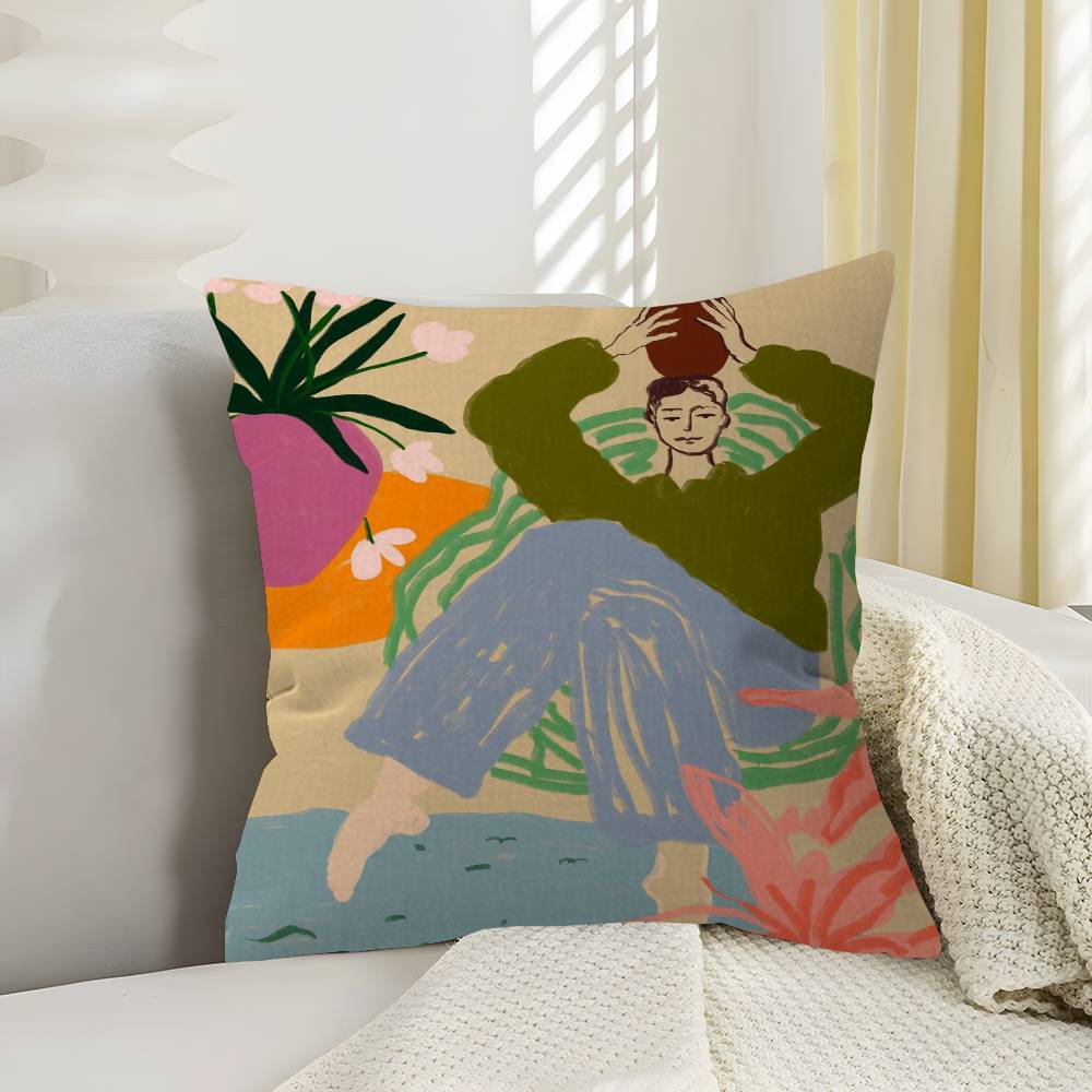 Abstract Painting Women Personalized Pillow Dust Cover Bedroom Kids Party Decoration Pillowcase Birthday Children Gift
