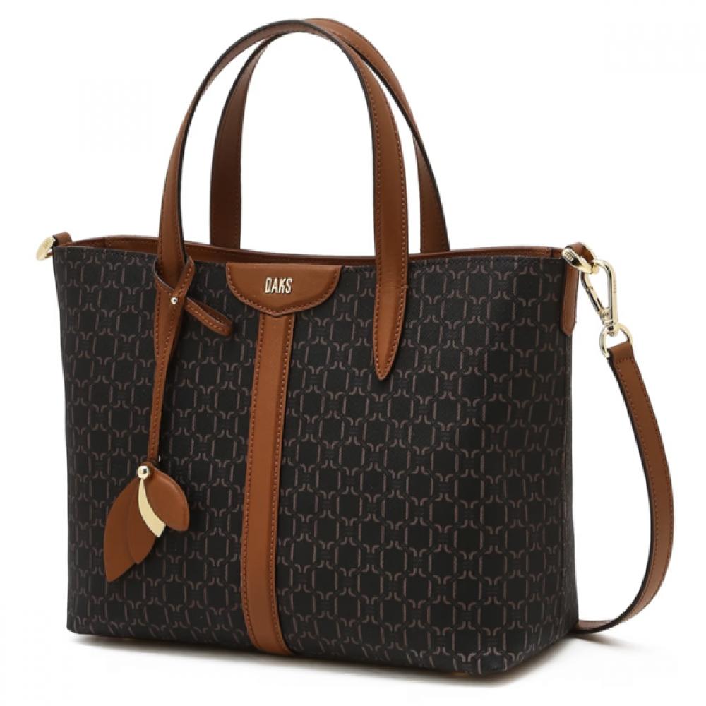 Daks Barnett Dd Pattern Leather Edging Modern Tote Bag Brown Dcba6f862w3