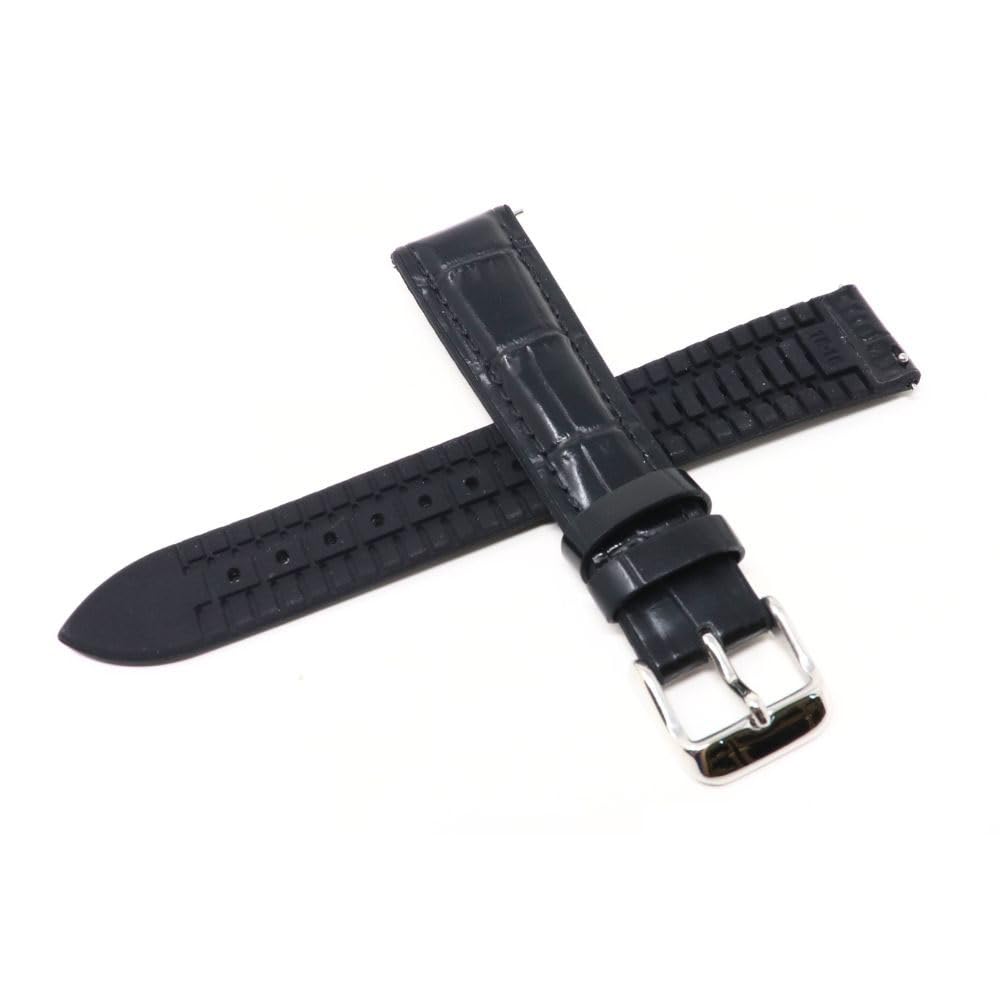 Seiko RS02C18BK 18 мм Оригинальный ремешок для часов из черной кожи и резины