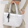 Сумка-тоут большой вместимости с ромбовидным узором и хлопковой ручной сумкой. Модная одноплечевая сумка для женщин
