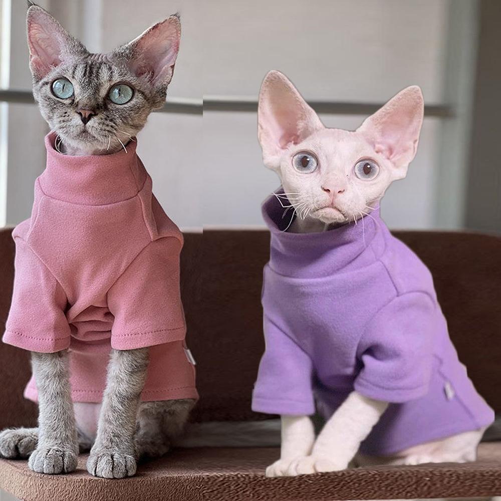 Cozy Warm Solid Sphynx Cat Bottom Hoodie Spring Winter Pet Sweater for Cats Dogs Siamese Kitten Shirts mascotas Clothes Clothing