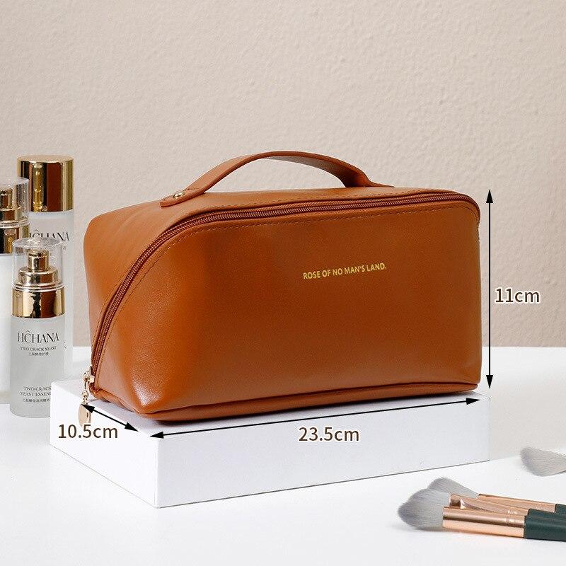 Косметичка с подушкой из искусственной кожи Сумка для хранения косметики большой емкости Удобная дорожная сумка для стирки 1 шт.