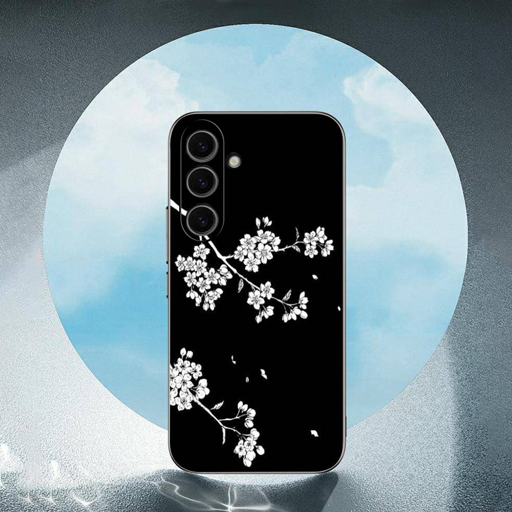 Черно-белый цветок Роскошный черный чехол для телефона Samsung Galaxy S23 S24 S25 Ultra S22 Plus S21