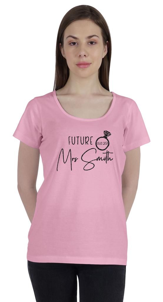 Inkdotpot Персонализированная женская футболка с надписью «Будущая миссис» на свадьбу