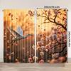 2pcs, 2D flat Window Curtains Cherry Blossom and White Crane Retro Light Filter Spring Party & Holiday Decor Perfect for Holiday