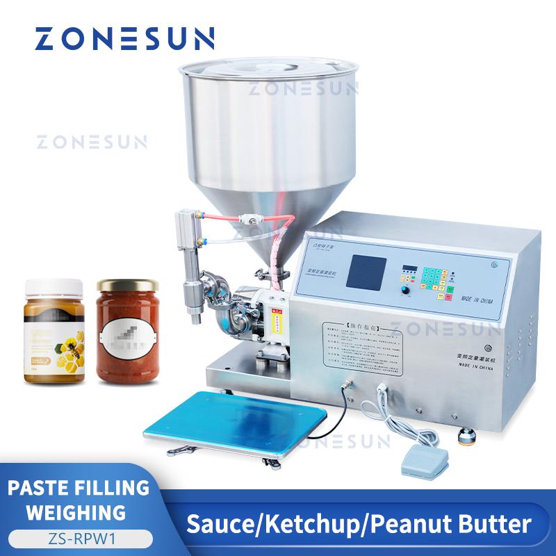 ZONESUN Rotor Pump Paste Filling and Weighing Machine Viscous liquid Chili Sauce Packaging Production Manufacture Line ZS-RPW1