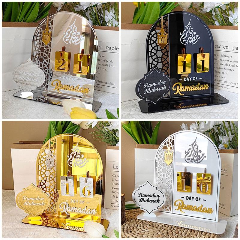 Acrylic Ramadan Countdown Calendar Gifts Gold Black Replacing Numbers Ramadan Mubarak Islam Advent Day Candelabras Wedding Decor